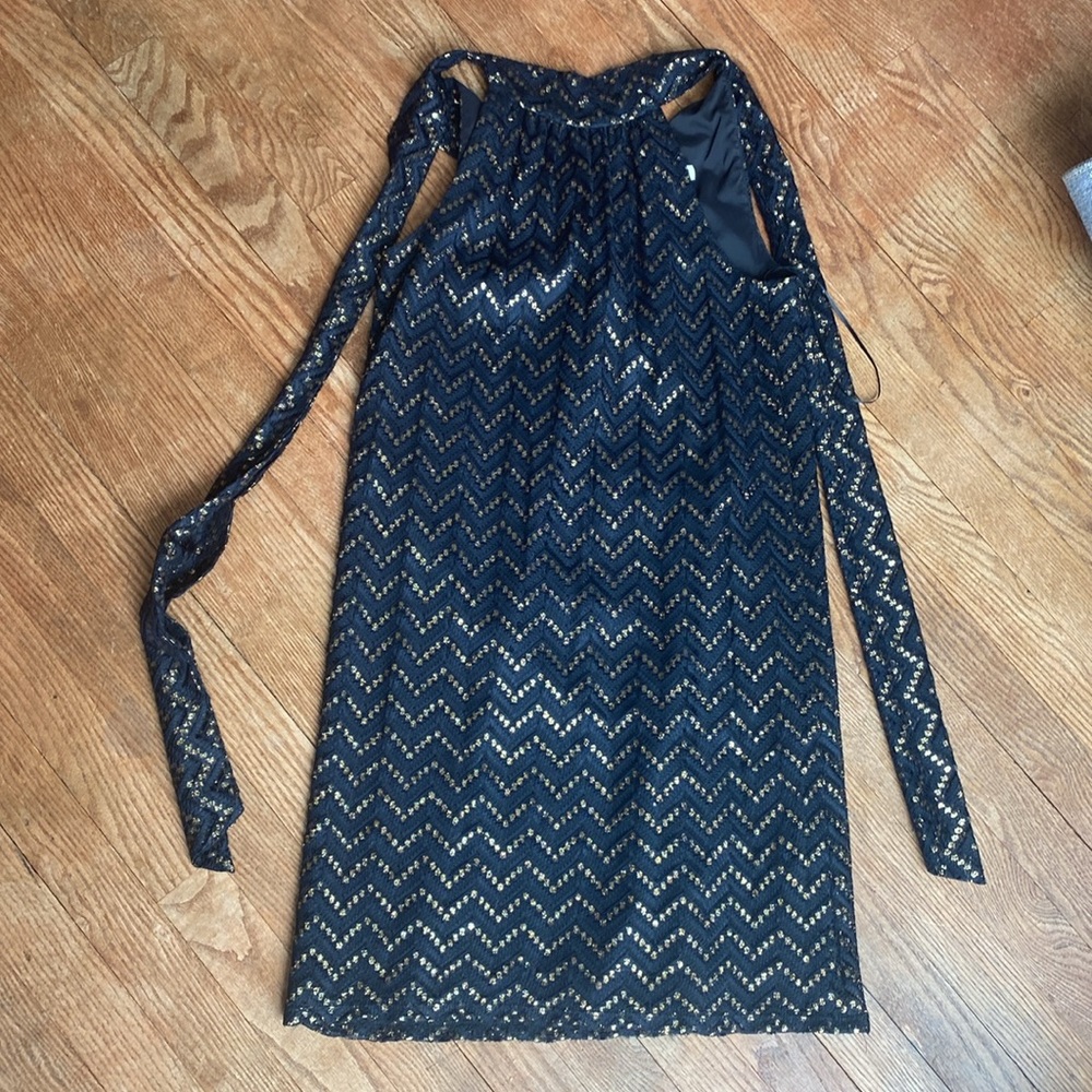 Trina Turk xs sleeveless shift dress gold and black - Picture 11 of 11